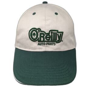 O'Reilly Snapback White Green One Size Hat Auto Parts Sandwich Brim Strapback